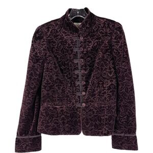 Loft purple plum velvet gothic brocade button preppy office blazer jacket 6